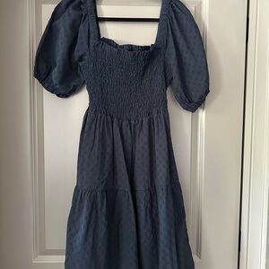 Madewell Navy Puff Sleeve Dress Size Large